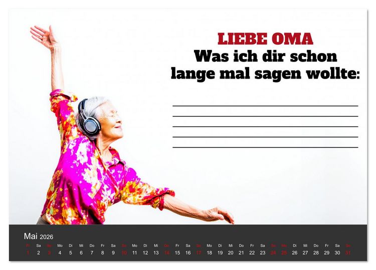 Produktbild: Kalender f&uuml;r Oma - Was ich dir sagen will (Wandkalender 2026 DIN A4 quer), CALVENDO Monatskalender