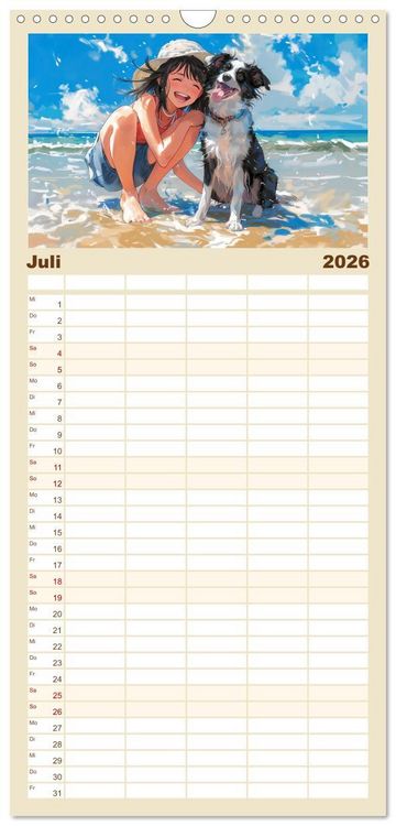 Produktbild: Familienplaner 2026 - Tierische Anime-Freunde - Fr&ouml;hliche Streifz&uuml;ge mit Hund und Katze mit 5 Spalten (Wandkalender, 21 x 45 cm) CALVENDO