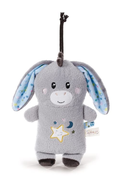 Produktbild: NICI Baby-Einschlafhilfe Littledoo Esel mit&nbsp;Licht Sound und Smart Cry Sensor grau 25cm Geschenkbox