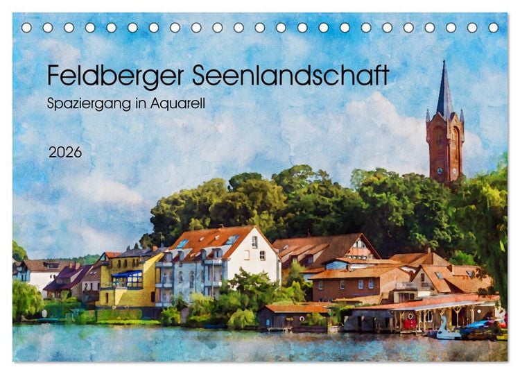 Produktbild: Feldberger Seenlandschaft - Spaziergang in Aquarell (Tischkalender 2026 DIN A5 quer), CALVENDO Monatskalender