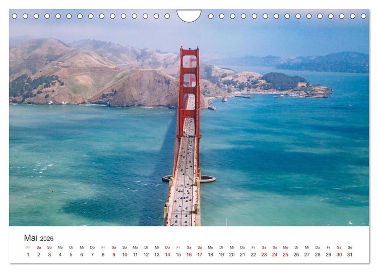 Produktbild: Golden Gate Bridge - Das ber&uuml;hmte Wahrzeichen von San Francisco. (Wandkalender 2026 DIN A4 quer), CALVENDO Monatskalender