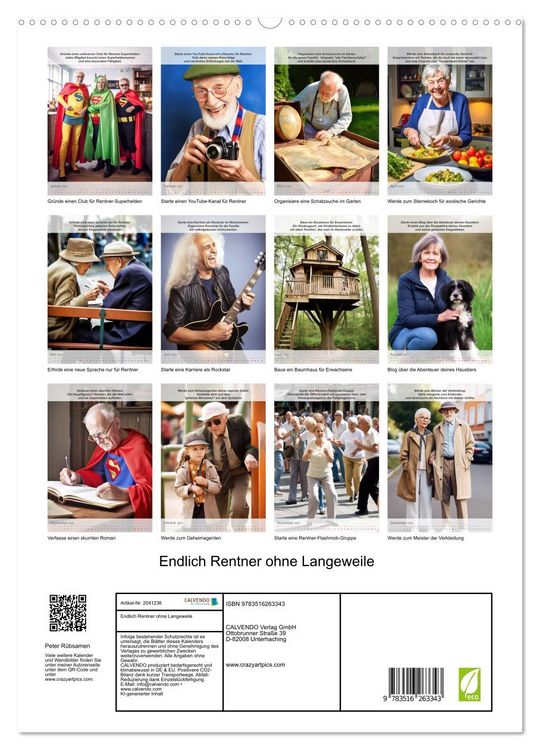 Produktbild: Endlich Rentner ohne Langeweile (hochwertiger Premium Wandkalender 2026 DIN A2 hoch), Kunstdruck in Hochglanz