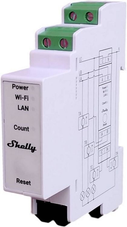 Produktbild: Shelly Pro 3EM 400A Stromz&auml;hler Bluetooth, Wi-Fi