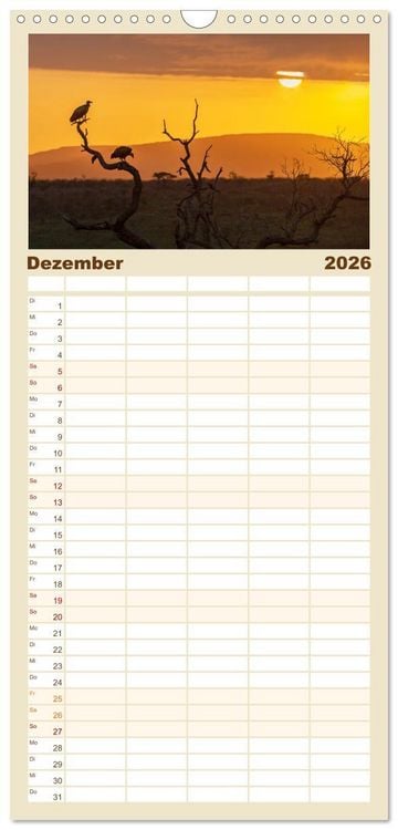 Produktbild: Familienplaner 2026 - S&uuml;dafrika wunderbare Tierwelt mit 5 Spalten (Wandkalender, 21 x 45 cm) CALVENDO