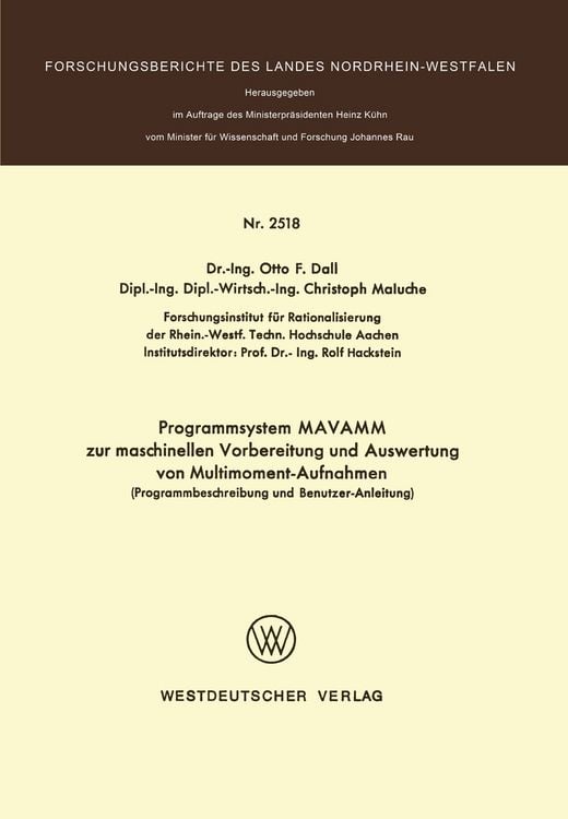 Produktbild: Programmsystem MAVAMM zur maschinellen Vorbereitung und Auswertung von Multimoment-Aufnahmen