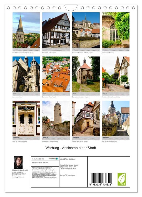 Produktbild: Warburg - Ansichten einer Stadt (Wandkalender 2026 DIN A4 hoch), CALVENDO Monatskalender