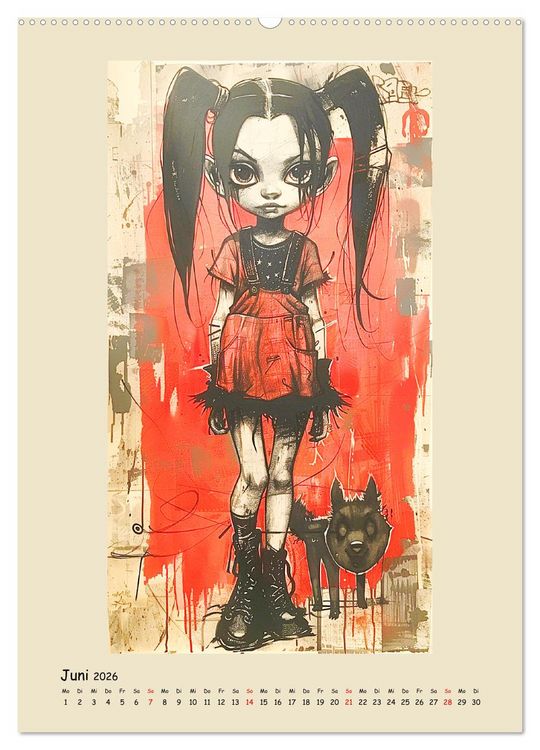 Produktbild: Gothic Punk Girls im k&uuml;nstlerischen Manga-Stil (hochwertiger Premium Wandkalender 2026 DIN A2 hoch), Kunstdruck in Hochglanz