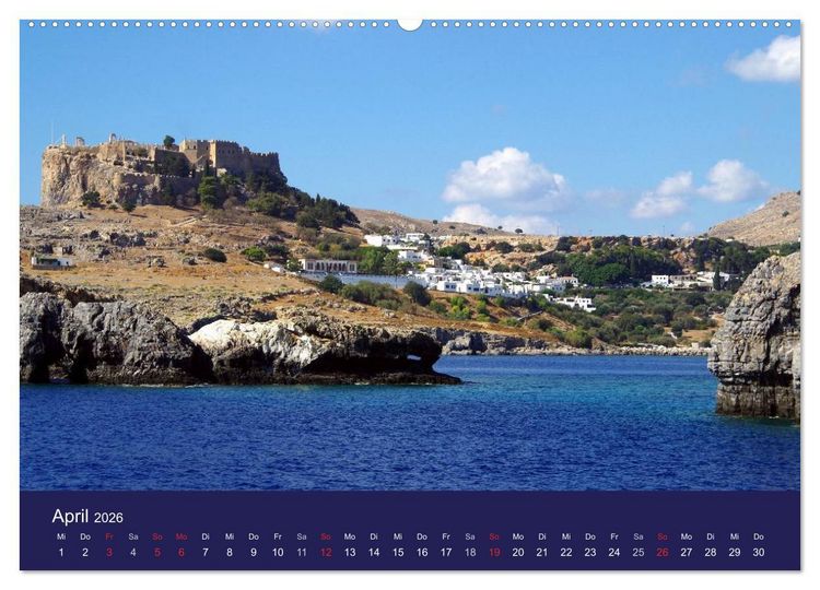 Produktbild: Rhodos mit Lindos und Symi (hochwertiger Premium Wandkalender 2026 DIN A2 quer), Kunstdruck in Hochglanz