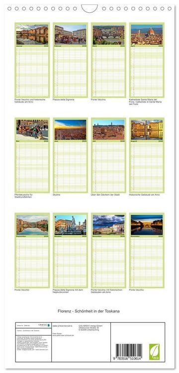 Produktbild: Familienplaner 2026 - Florenz - Sch&ouml;nheit in der Toskana mit 5 Spalten (Wandkalender, 21 x 45 cm) CALVENDO