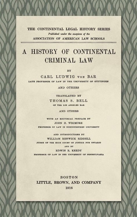 Produktbild: A History of Continental Criminal Law (1916)