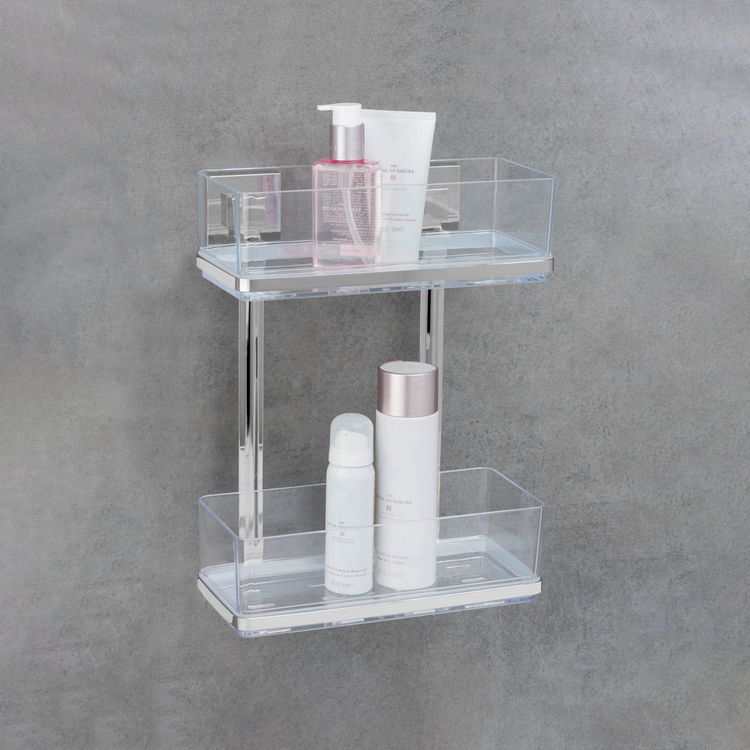 Produktbild: Vacuum-Loc&reg; Wandregal 2 Etagen Mod. Quadro Edelstahl, Befestigen ohne bohren
