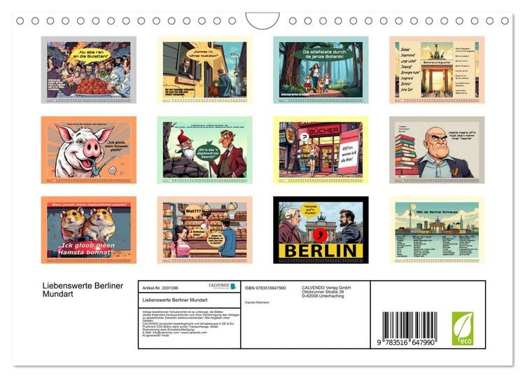 Produktbild: Liebenswerte Berliner Mundart (Wandkalender 2026 DIN A4 quer), CALVENDO Monatskalender