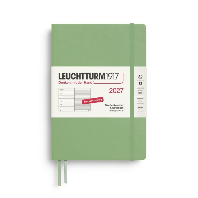 Produktbild: Wochenkalender & Notizbuch Medium (A5) 2027, Salbei, Deutsch