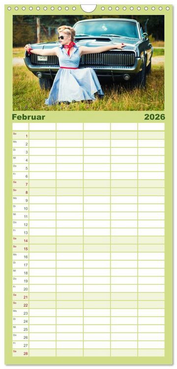 Produktbild: Familienplaner 2026 - Rockabilly - Back to the 50s mit 5 Spalten (Wandkalender, 21 x 45 cm) CALVENDO