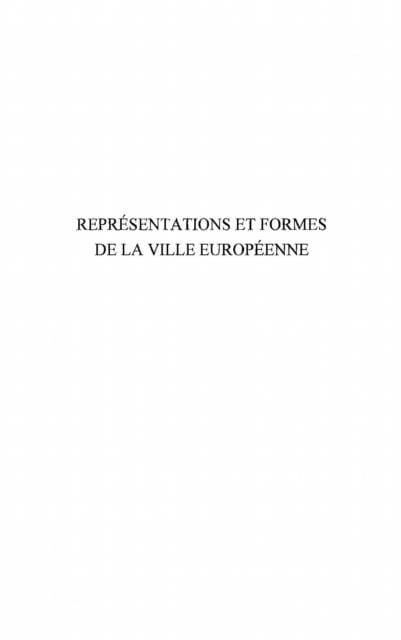 Produktbild: Representations et formes de la ville europeenne