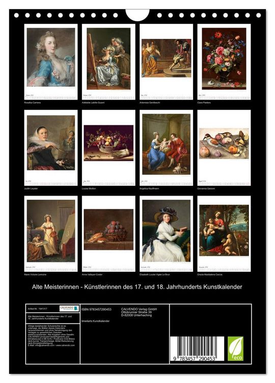 Produktbild: Alte Meisterinnen - K&uuml;nstlerinnen des 17. und 18. Jahrhunderts Kunstkalender (Wandkalender 2026 DIN A4 hoch), CALVENDO Monatskalender