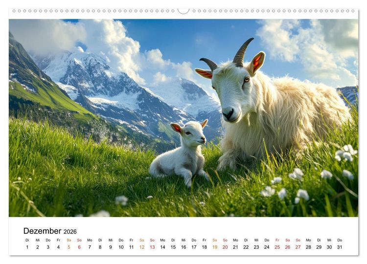 Produktbild: Ziegen - Bocksprung durch das Jahr (hochwertiger Premium Wandkalender 2026 DIN A2 quer), Kunstdruck in Hochglanz