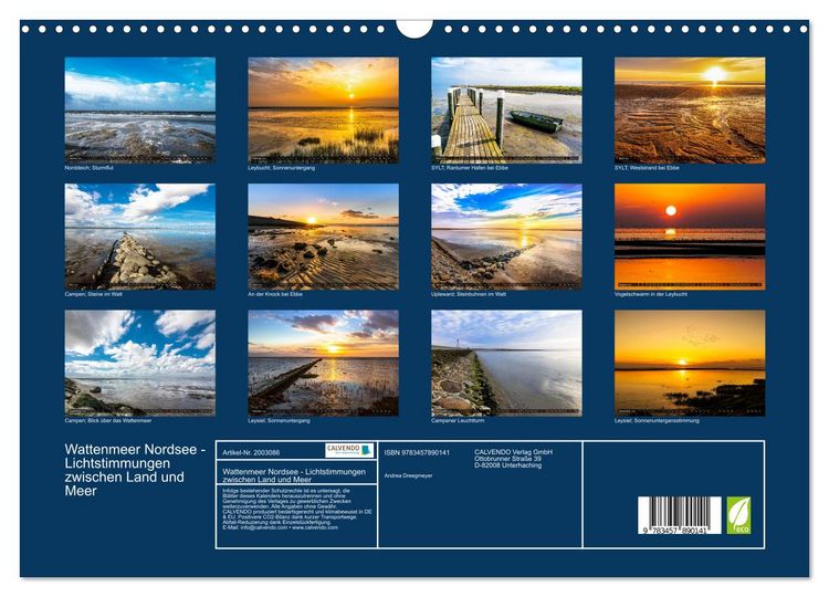Produktbild: Wattenmeer Nordsee - Lichtstimmungen zwischen Land und Meer (Wandkalender 2026 DIN A3 quer), CALVENDO Monatskalender