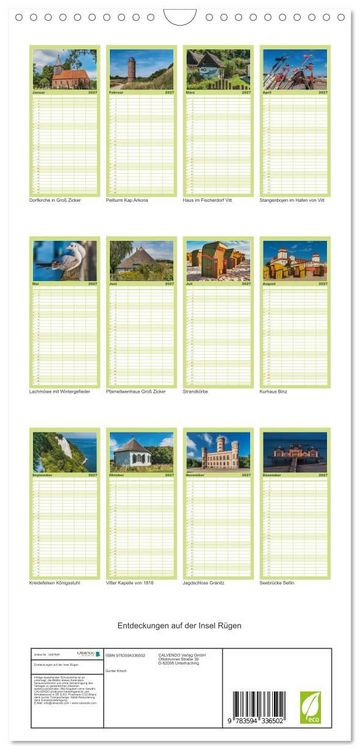 Produktbild: Familienplaner 2027 - Entdeckungen auf der Insel R&uuml;gen mit 5 Spalten (Wandkalender, 21 x 45 cm) CALVENDO