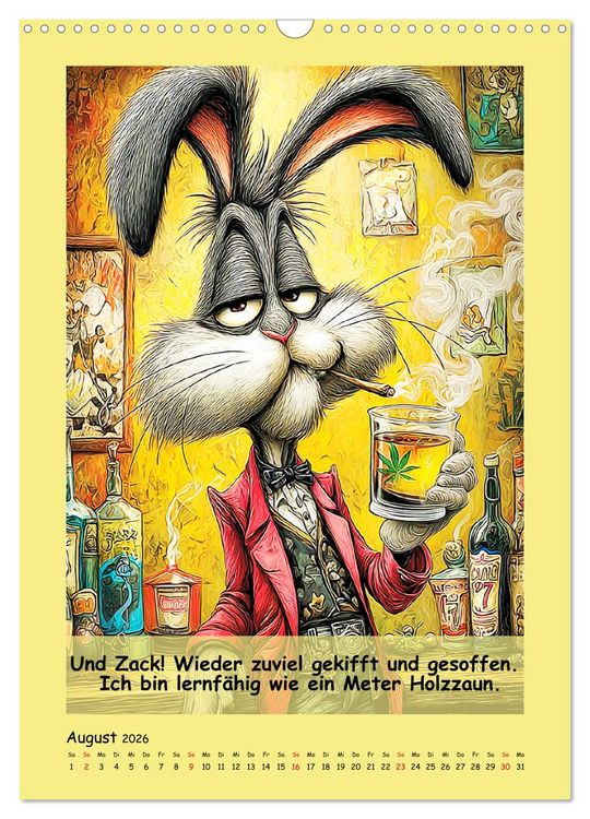 Produktbild: Kneipen-Hasen. Trinkende Spr&uuml;cheklopfer (Wandkalender 2026 DIN A3 hoch), CALVENDO Monatskalender