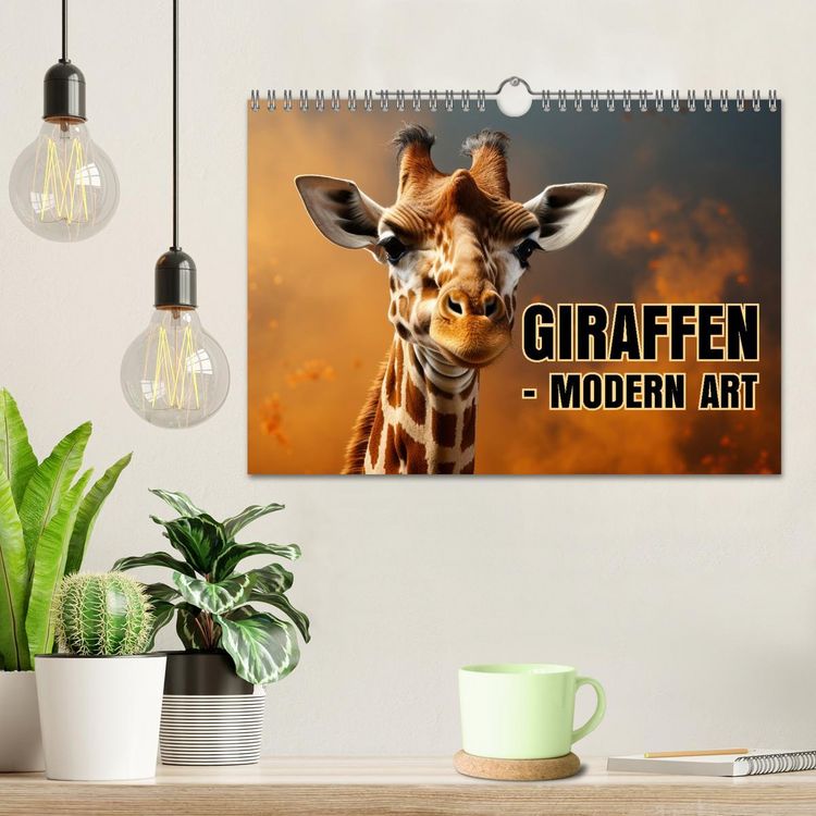 Produktbild: GIRAFFEN - Modern Art (Wandkalender 2026 DIN A4 quer), CALVENDO Monatskalender