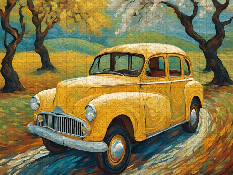 Produktbild: CALVENDO Puzzle Oldtimer im Stil von van Gogh | 1000 Teile Lege-Gr&ouml;&szlig;e 64x48cm Foto-Puzzle f&uuml;r gl&uuml;ckliche Stunden