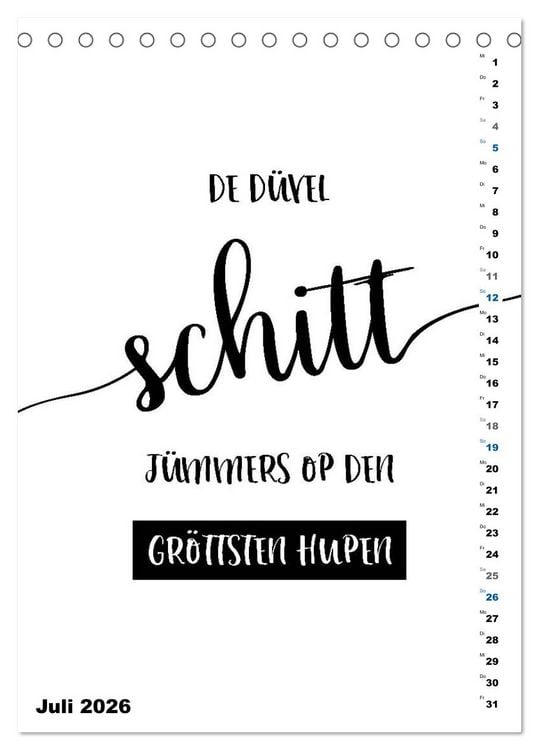 Produktbild: PLATT Typische Spr&uuml;che (Tischkalender 2026 DIN A5 hoch), CALVENDO Monatskalender