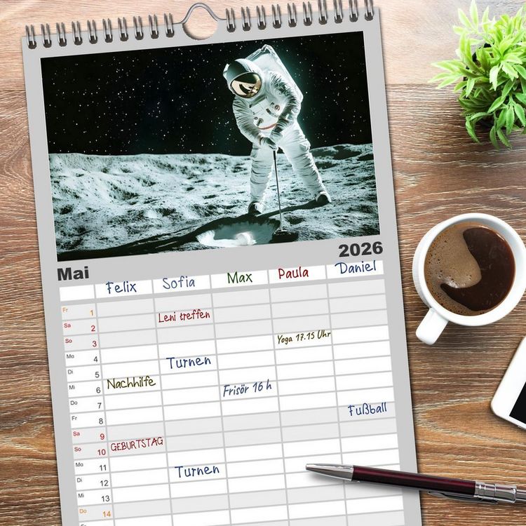 Produktbild: Familienplaner 2026 - Zwischen Sternenstaub und Stille mit 5 Spalten (Wandkalender, 21 x 45 cm) CALVENDO
