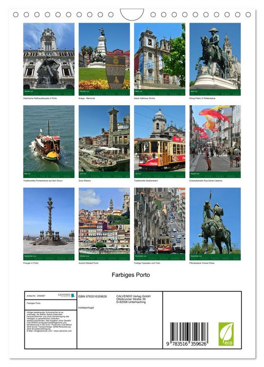 Produktbild: Farbiges Porto (Wandkalender 2026 DIN A4 hoch), CALVENDO Monatskalender