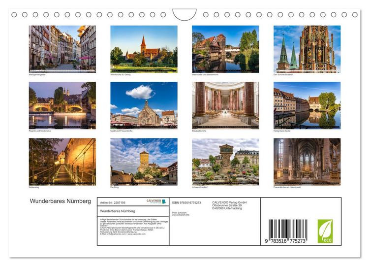 Produktbild: Wunderbares N&uuml;rnberg (Wandkalender 2027 DIN A4 quer), CALVENDO Monatskalender