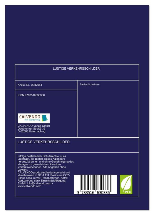 Produktbild: LUSTIGE VERKEHRSSCHILDER (Tischkalender 2026 DIN A5 hoch), CALVENDO Monatskalender