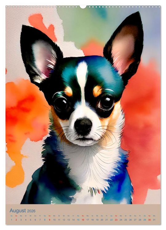 Produktbild: Chihuahuas. Kunstvolle Portr&auml;ts der kleinen Hunde (hochwertiger Premium Wandkalender 2026 DIN A2 hoch), Kunstdruck in Hochglanz