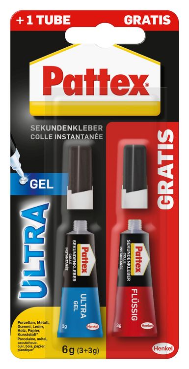 Produktbild: Henkel AG & Co. KGaA Sekundenkleber Pattex Ultra Gel 2x3g, 2er Set