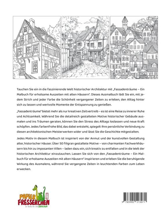 Produktbild: Fassadentr&auml;ume - Ein Malbuch f&uuml;r erholsame Auszeiten mit alten H&auml;usern