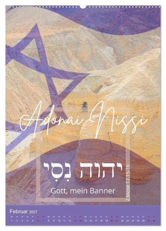Produktbild: Israel und hebr&auml;ische Namen Gottes (hochwertiger Premium Wandkalender 2027 DIN A2 hoch), Kunstdruck in Hochglanz