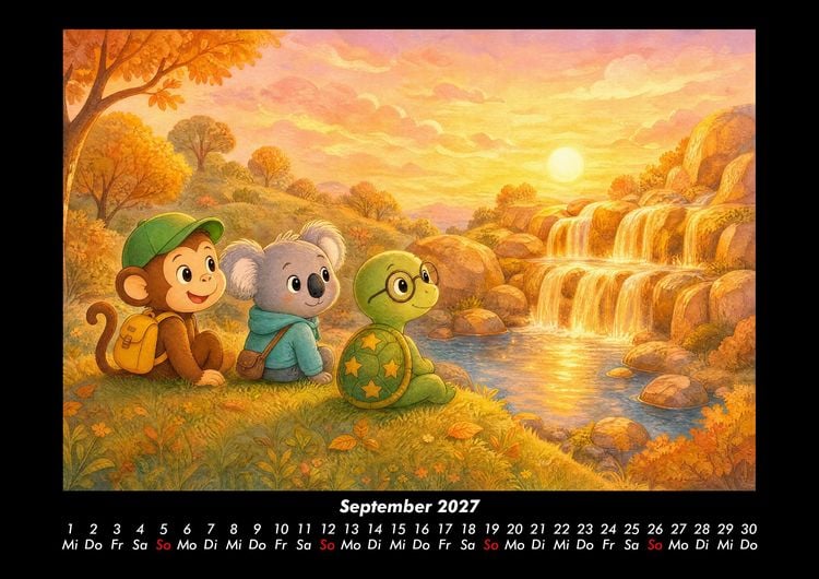 Produktbild: Wasserf&auml;lle der Fantasie mit Milo, Kiki & Taz 2027 Fotokalender DIN A3