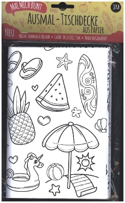 Produktbild: Mal Mich Bunt Ausmal-Tischdecke aus Papier, Motiv Sommer und Urlaub