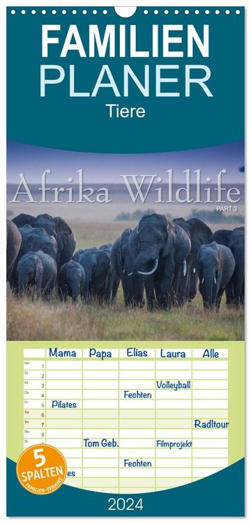 Produktbild: Familienplaner 2026 - Emotionale Momente: Afrika Wildlife. Part 3. mit 5 Spalten (Wandkalender, 21 x 45 cm) CALVENDO