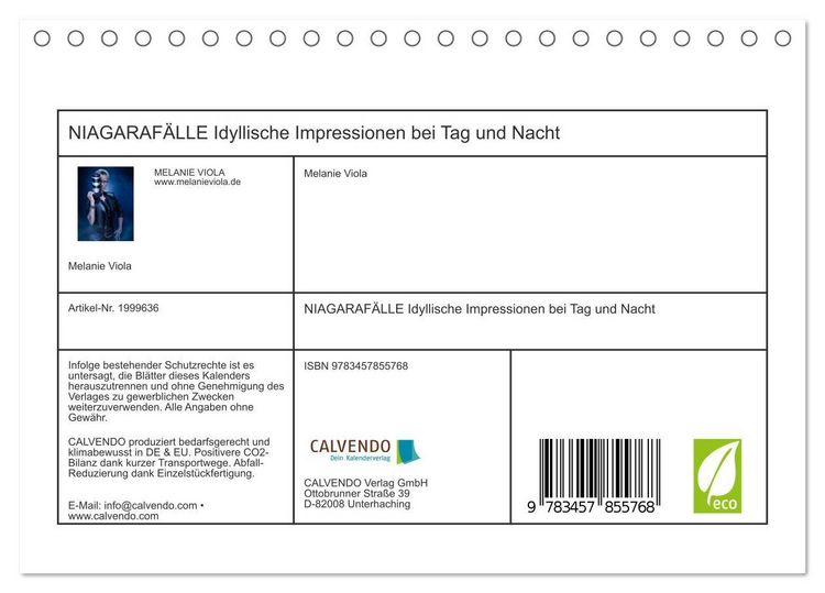 Produktbild: NIAGARAF&Auml;LLE Idyllische Impressionen bei Tag und Nacht (Tischkalender 2026 DIN A5 quer), CALVENDO Monatskalender