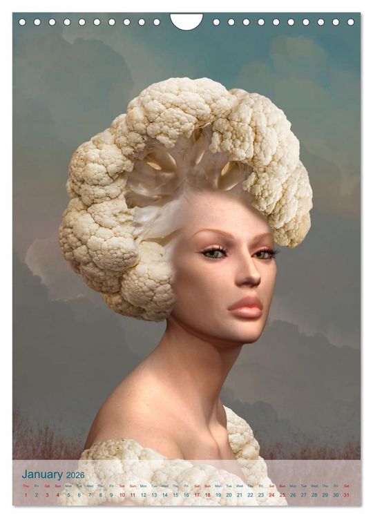 Produktbild: Food Fashion - surreal women's portraits with fruit and vegetable (Wall Calendar 2026 DIN A4 portrait), CALVENDO 12 Month Wall Calendar