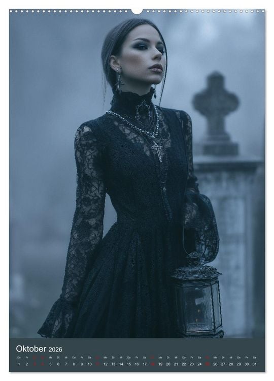 Produktbild: Gothic Girls - d&uuml;stere Frauen in schwarzer Gothic-Kleidung (hochwertiger Premium Wandkalender 2026 DIN A2 hoch), Kunstdruck in Hochglanz