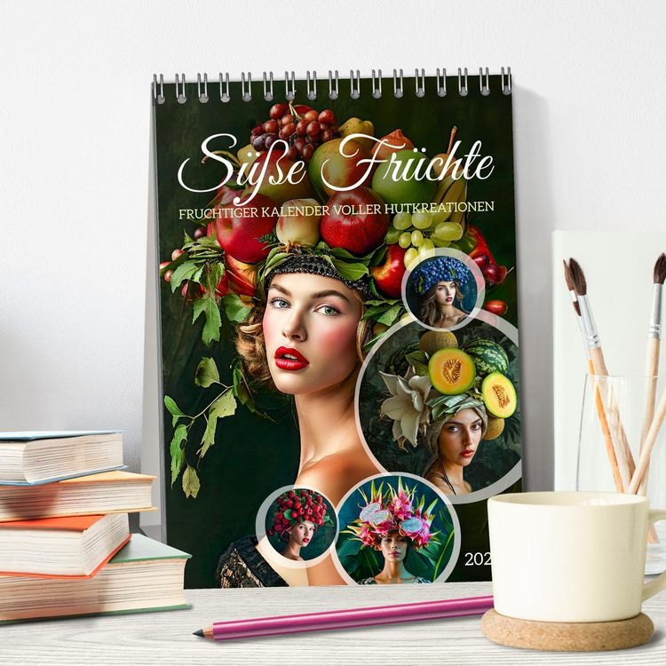 Produktbild: S&uuml;&szlig;e Fr&uuml;chte - Fruchtiger Kalender voller Hutkreationen (Tischkalender 2026 DIN A5 hoch), CALVENDO Monatskalender