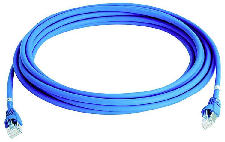 Produktbild: Teleg&auml;rtner 100008642 RJ45 Patchkabel CAT 6a S/FTP 5.0 m Blau Flammwidrig, mit Knickschutzt&uuml;lle 1 St.