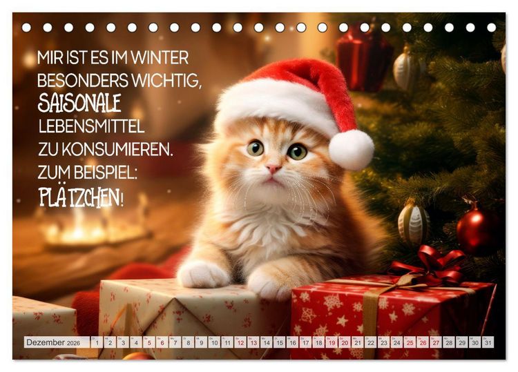 Produktbild: S&uuml;&szlig;e Katzen und coole Spr&uuml;che (Tischkalender 2026 DIN A5 quer), CALVENDO Monatskalender