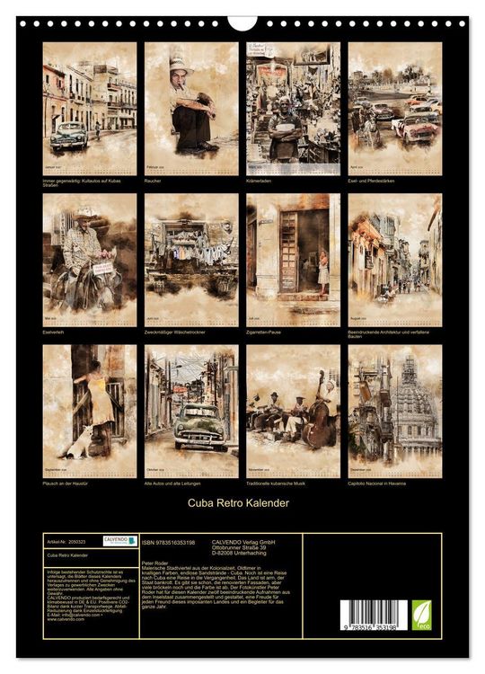 Produktbild: Cuba Retro Kalender (Wandkalender 2026 DIN A3 hoch), CALVENDO Monatskalender