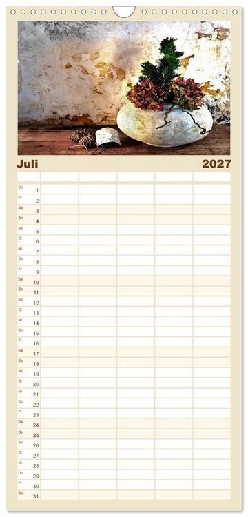 Produktbild: Familienplaner 2027 - Wabi Sabi: All die sch&ouml;nen alten Dinge mit 5 Spalten (Wandkalender, 21 x 45 cm) CALVENDO
