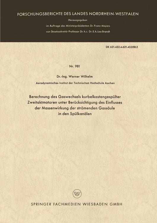 Produktbild: Berechnung des Gaswechsels kurbelkastengesp&uuml;lter Zweitaktmotoren unter Ber&uuml;cksichtigung des Einflusses der Massenwirkung der str&ouml;menden Gass&auml;ule in de