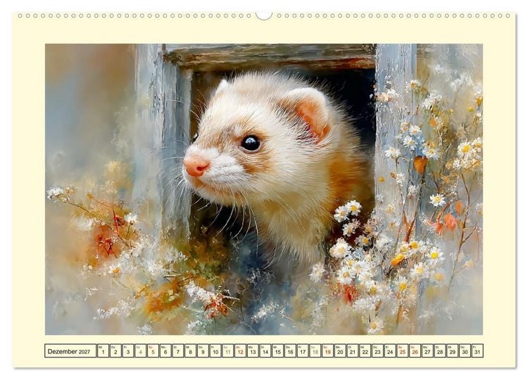 Produktbild: Frettchen. Kleine Wusel im Cottage-Garten (hochwertiger Premium Wandkalender 2027 DIN A2 quer), Kunstdruck in Hochglanz