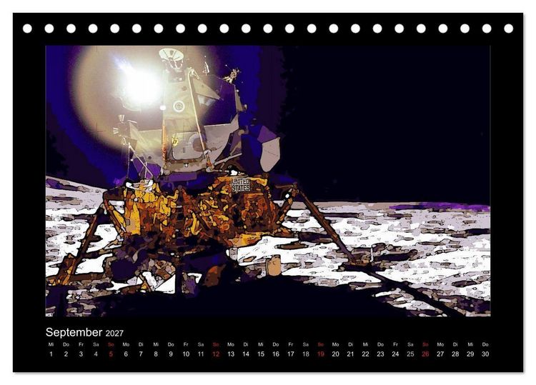 Produktbild: Landing On The Moon Like A Cartoon (Tischkalender 2027 DIN A5 quer), CALVENDO Monatskalender