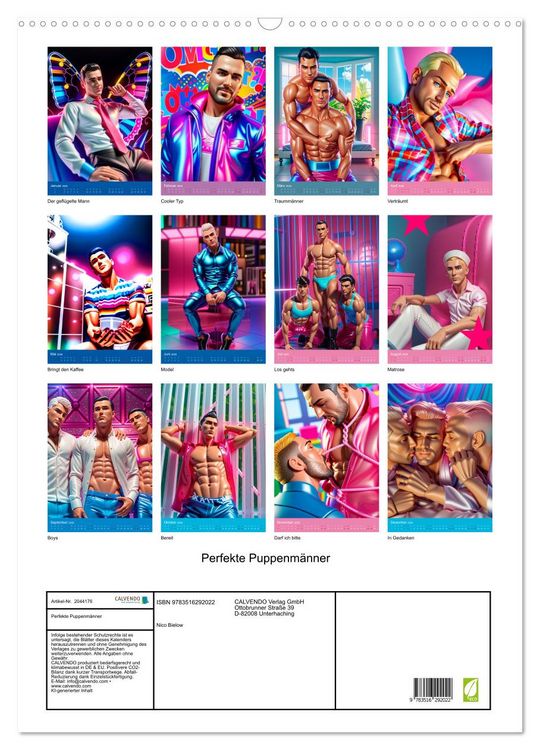 Produktbild: Perfekte Puppenm&auml;nner (Wandkalender 2026 DIN A2 hoch), CALVENDO Monatskalender